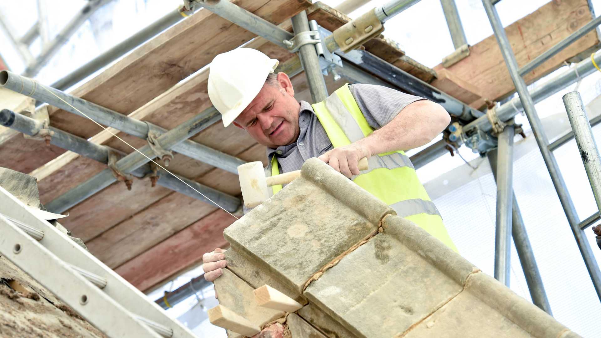 Construction Worker Restoring Greyfriars (2) Construction Worker Restoring Greyfriars