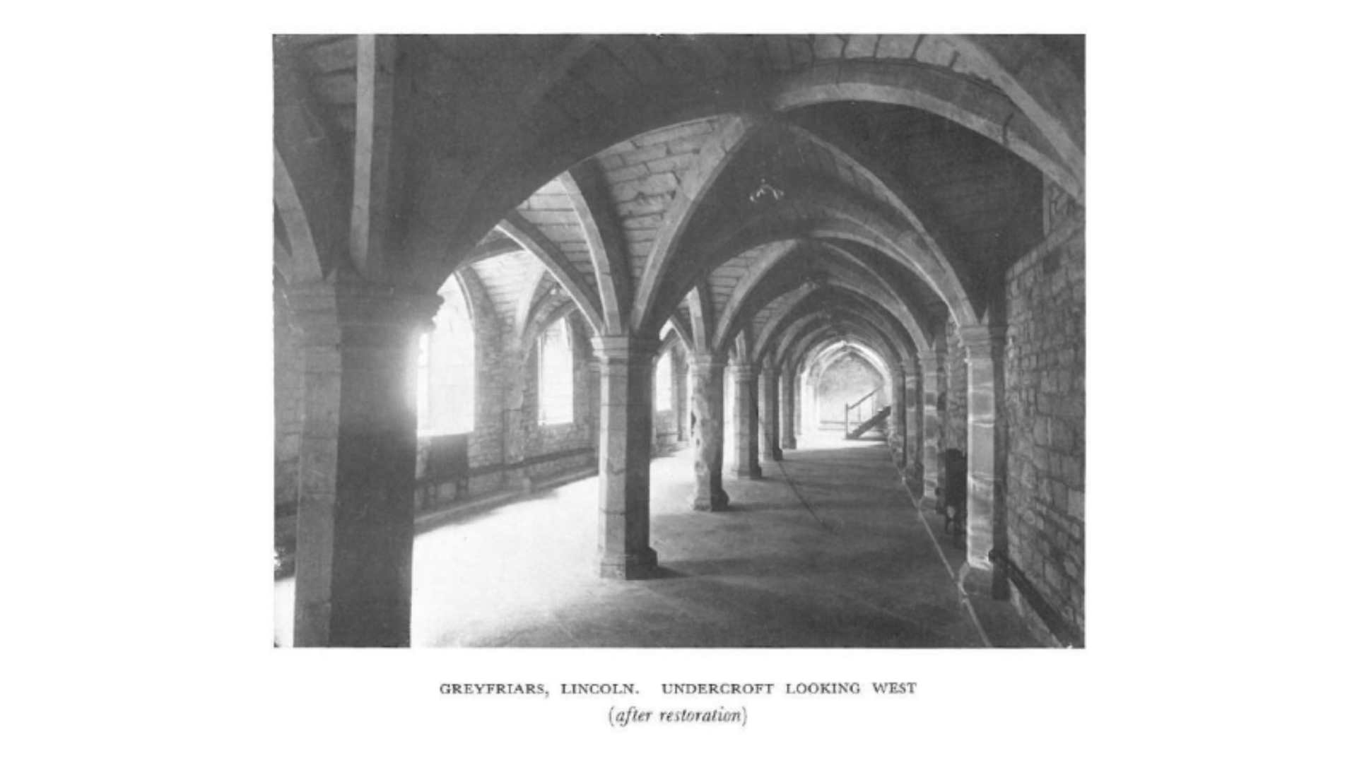 Greyfriars Lincoln Undercroft Looking West (After Restoration)